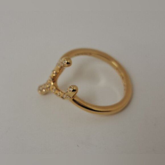 NEW Coach Lucky Pave Wishbone Ring Charm Mini Crystals Size 5 - Picture 7 of 11